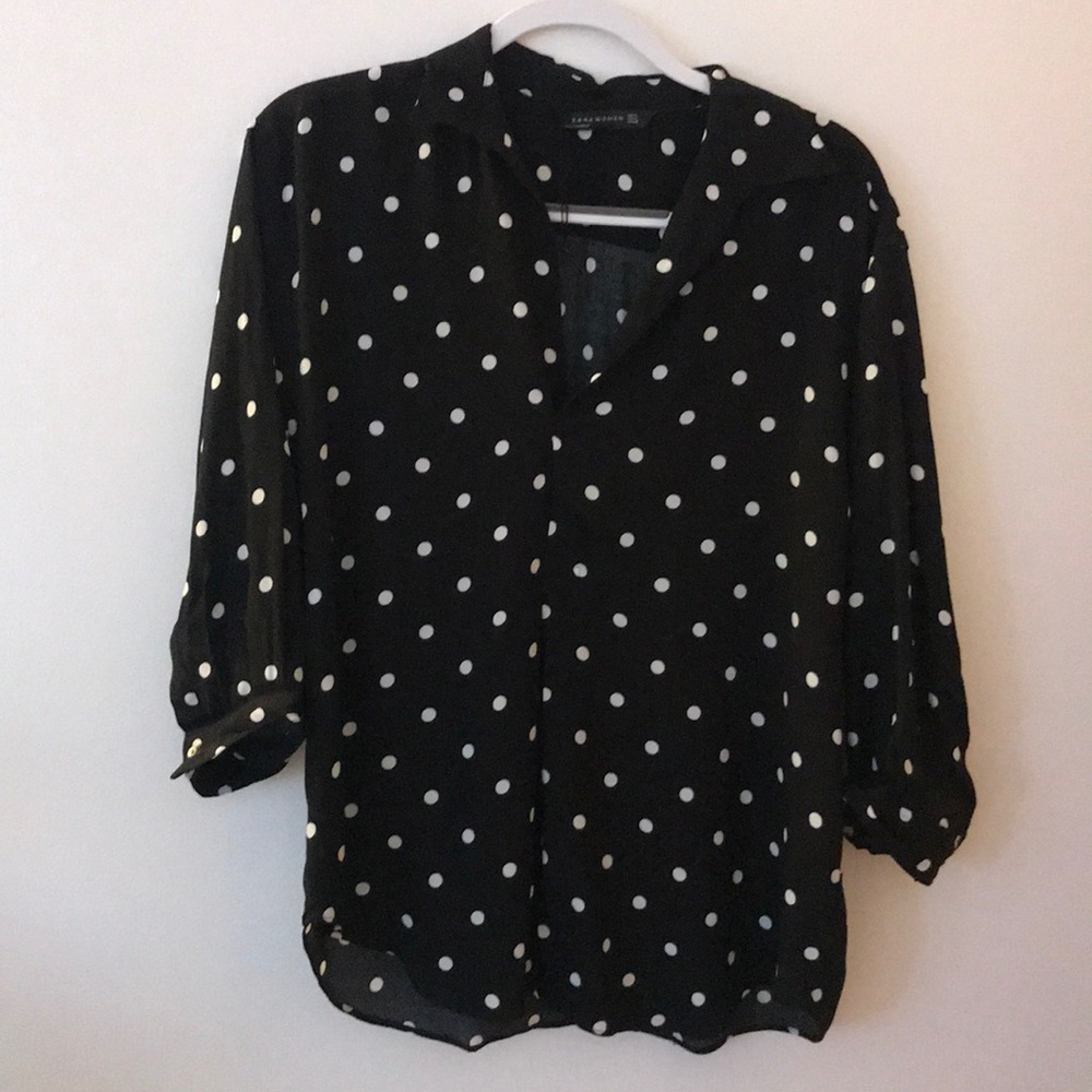 Polka dot long sleeve blouse